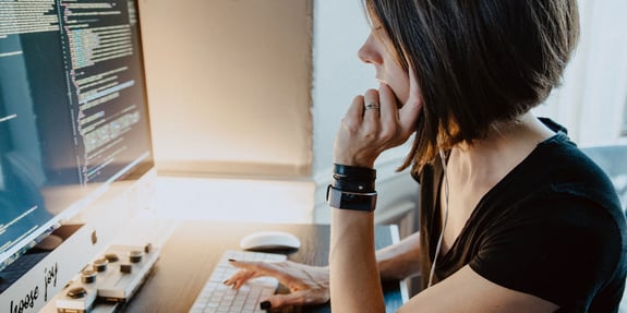 Woman in front of computer